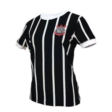 Imagem de Camiseta Retrô Corinthians Feminino Democracia 1982 Oficial, Preto, Br