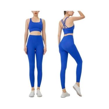 Imagem de Conjunto De Yoga Feminino De Verão 2 Peças: Top Esportivo De Nylon Com