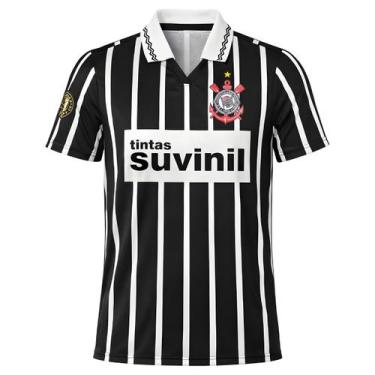 Imagem de Camisa Masculina Corinthians Retrô Suvinil 1995 Licienciada -, Preto, 