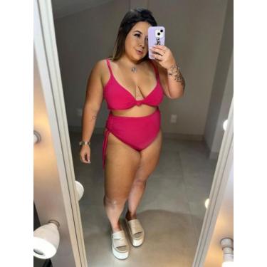 Imagem de Biquini Plus Size Hot Regulagem Lateral Cortininha Nó Cor:VerdeTamanho
