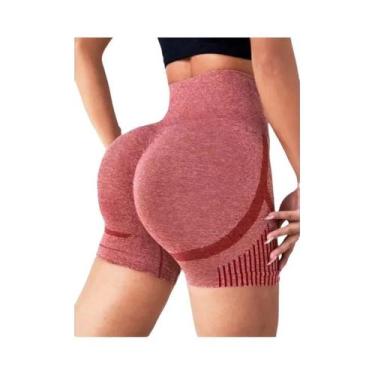 Imagem de Shorts De Yoga Femininos De Cintura Alta Com Efeito Levanta Bumbum E C
