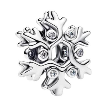 Imagem de Pingente De Círculo Com Flocos De Neve Prateados Brilhantes Para Pulse