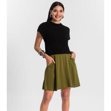 Imagem de Saia Curta Viscose Sarjada Rovitex Verde, GG, Verde