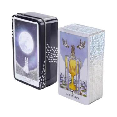 Imagem de Baralho De Tarot Manara Com Borda Dourada 78 Cartas Em Caixa De Lata J