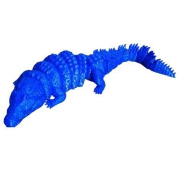Imagem de Crocodilo Articulado 3D  Brinquedo Flexível e Decorativo - - A1, Azul