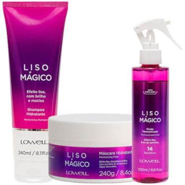 Imagem de Kit Liso Mágico 1 Shampoo 240ml 1 Máscara 240g 1 Fluido 200ml Lowell