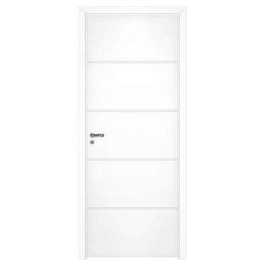 Imagem de Kit Porta de Madeira Pinhal 10 a 15 cm, Abertura à Direita, Branca, 214 x 85 cm
