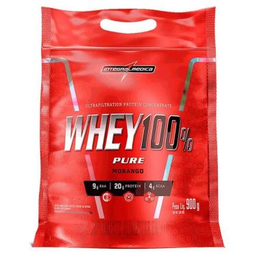 Imagem de Proteína Concentrada Integralmedica Whey 100% Pure 900g Morango