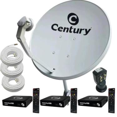 Imagem de Kit Antena Century Digital com 3 receptor MidiaBox SE2 Century Midia B