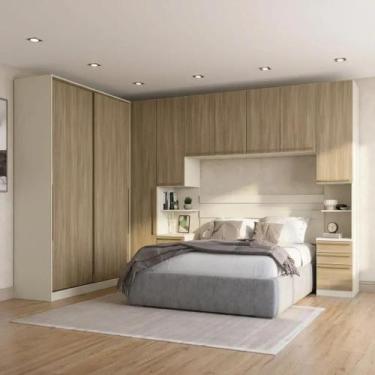 Imagem de Guarda Roupa Casal Modulado 5 Peças com Cabeceira 9 Portas 9 Gavetas A