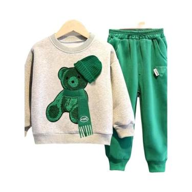 Imagem de Conjunto De Moletom E Calça Infantil De Desenho Animado De Urso Para M