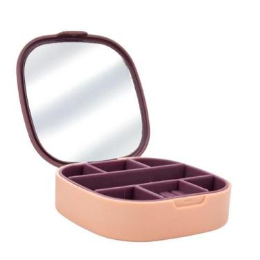 Imagem de Porta Joias Estojo Portátil Estojo Caixinha Com Espelho Rosa - GRUPO S