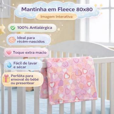 Imagem de Manta Mantinha Bebê Antialérgico Macia Infantil Fleece Estampado 80x80