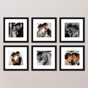 Imagem de Kit 6 Quadros Decorativos Personalizados Foto Moldura Vidro Cor:moldura Preta;título:30x30 Com Vidro Acrílico