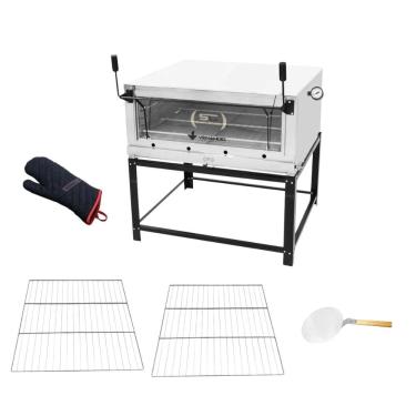 Imagem de Forno Gás Industrial Venâncio Pedra Roma Inox Firi110 Refratário 2 Grades Extras Luva Térmica Pá Pizza