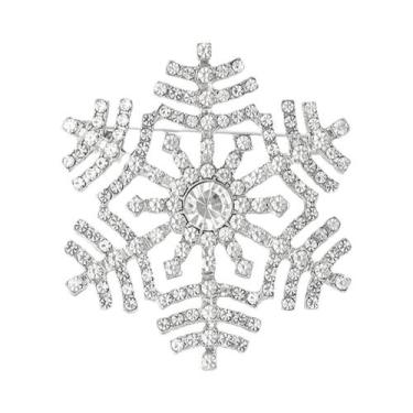 Imagem de Broche De Natal Unissex Feminino Com Strass Floco De Neve E Flor De Vi