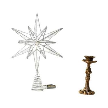Imagem de Enfeite De Árvore De Natal LED Em Forma De Estrela Com Luzes De Cordão