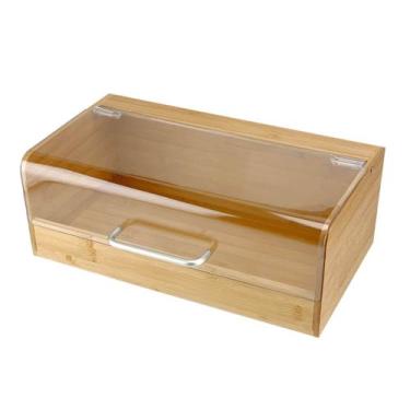 Imagem de Porta Pão Pães Bambu Tampa Transparente Acrílico Grande - Wincy