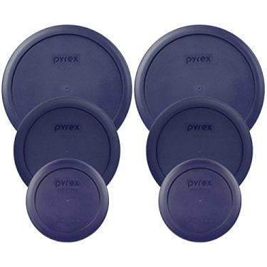 Imagem de Pyrex (2) 7402-PC 6/7 Cup Blue (2) 7201-PC 4 Cup Blue (2) 7200-PC 2 Cup Blue Food Storage Dish tampas - pacote com 6