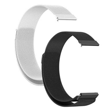 Imagem de Pacote Kit 2 Pulseiras Magnéticas 20mm Compatível com Galaxy Watch4 Watch 4 Classic (Preto+Prata)