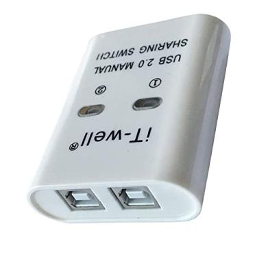 Imagem de Homyl Interruptor de compartilhamento manual USB 2.0, portátil, Plug and Play, 2 em 1, transmissão estável, transferência de dados, 2 computadores, compartilha 1 dispositivo USB, interruptor KVM, branco