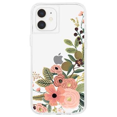 Imagem de Rifle Paper Co - Capa para iPhone 12 Mini (5G) - Proteção contra quedas de 3 metros - Elementos de folha dourada - 5,4 polegadas - Festa no jardim rosa