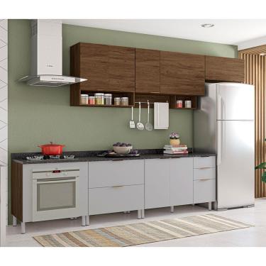Imagem de Cozinha Completa Bartira Rubi com 7 Portas, 3 Gavetões, 2 Gavetas e Balcão para Forno e Cooktop - 360,4cm de largura