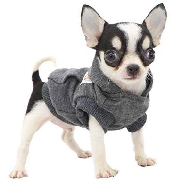 Imagem de LOPHIPETS Moletons com capuz de algodão para cães pequenos, chihuahua, roupas de cachorro para clima frio, carvão/PPP