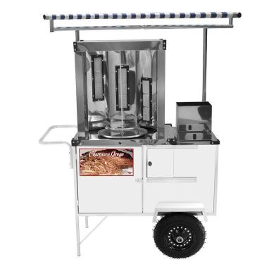 Imagem de Carrinho de Churrasco Grego Cefaz Branco Rodas Pneumáticas e Toldo BL20P/T