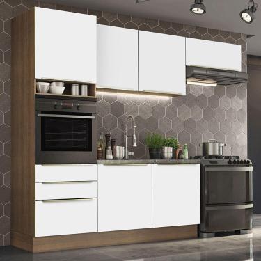 Imagem de Cozinha Completa Madesa Lux com Armário e Balcão 6 Portas 3 Gavetas - Rustic/Branco Veludo