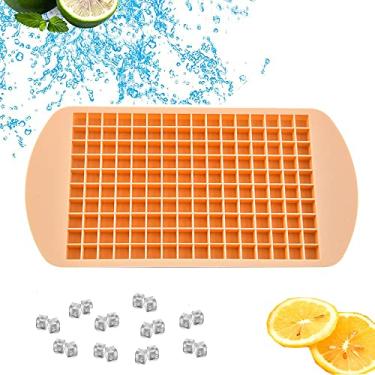 Imagem de FUYTERY Mini bandejas de cubo de gelo 160 grades cubo de silicone para geladeira molde de cozinha (laranja)