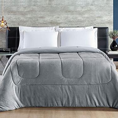Imagem de Coberdrom Allure Queen Dupla Face Manta Plush + Malha 1 Peça - Cinza