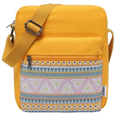 Imagem de Bolsa Transversal para Meninas, VASCHY Bolsa Crossbody Mensageiro de Lona Leve Bolsa de Ombro Presente para Meninas Adolescentes Cabe Garrafa de água,Amarelo