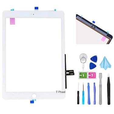 Imagem de Kit de reparo de digitalizador T Phael para iPad 9,7" 2018 iPad 6 6ª geração A1893 A1954 tela sensível ao toque digitalizador de substituição (sem botão de casa) + adesivo pré-instalado + ferramentas, Branco