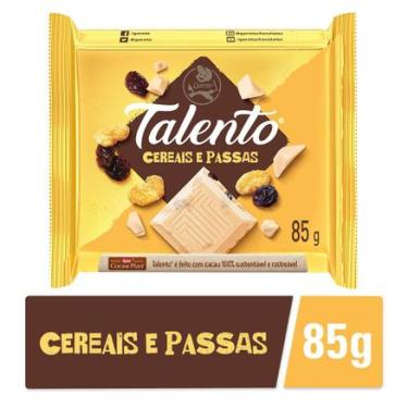 Imagem de Barra de Chocolate Branco Talento Com Cereais e Passas 85g Garoto