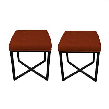 Imagem de 2 Puff Decorativo Londres Base Preto Assento - Folk Móveis