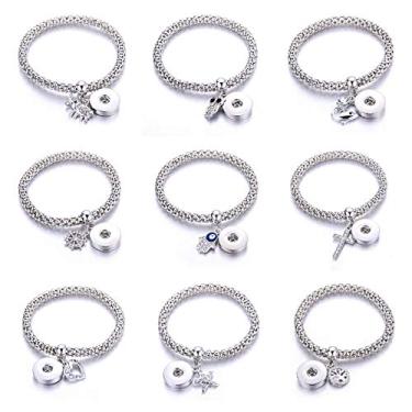 Imagem de Pulseira feminina Lovggie, 6 peças, ajuste DIY 18 mm, joia de encaixe elástico, botões, pulseira, joia