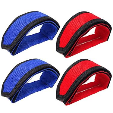 Imagem de HONBAY 2 pares de tiras para pés de bicicleta para bicicleta com clipe para dedo do pé para bicicleta de engrenagem fixa