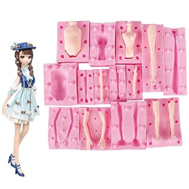 Imagem de ZQWE 7 peças de molde de corpo de boneca macia e doce, molde 3D, molde de bolo para braço e perna, faça-você-mesmo, molde de silicone de resina epóxi macia