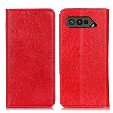 Imagem de Capa flip para Asus ROG Phone 5 capa de carteira, capa de couro protetora flip com suporte magnético capa de telefone compatível para Asus ROG Phone 5 capa traseira do telefone (Cor: vermelho)