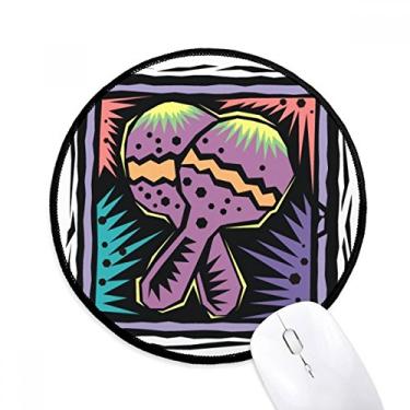 Imagem de DIYthinker Raquete roxa México Cultura Elemento Gravação Mouse Pad Desktop Escritório Tapete Redondo para Computador
