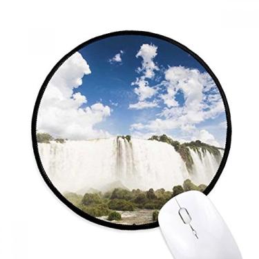 Imagem de DIYthinker Cachoeira Silvicultura Cenário Natureza Mouse Pad Desktop Escritório Tapete Redondo para Computador