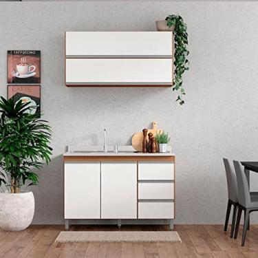 Imagem de Menu Móveis, Cozinha Compacta Modulada para Apartamento 120 x 202 Cm 3 Peças MDP Branco MENU