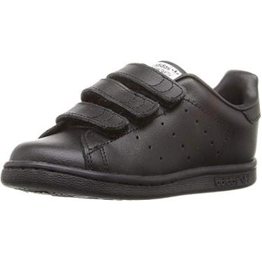 Imagem de adidas Originals Tênis infantil unissex Stan Smith, Preto/Preto/Branco Ftwr, 4 Toddler