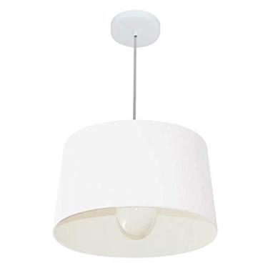 Imagem de Lustre Pendente Cone Cúpula Tecido 30/45x40 cm, Vivare Iluminação, Pendente4241 BR, Branco, Médio