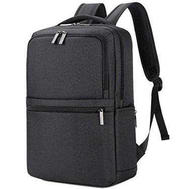 Imagem de Mochila de ombro masculina mochila multifuncional à prova de choque estojo para laptop USB carregador de mochila de estudante, preta