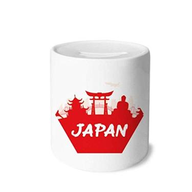 Imagem de DIYthinker Caixa de moedas de cerâmica com contorno vermelho do Japão, porta-moedas