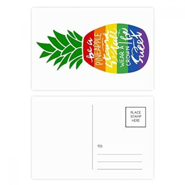 Imagem de Abacaxi, arco-íris, citação, bandeira LGBT, conjunto de cartão postal de aniversário para enviar cartão de agradecimento