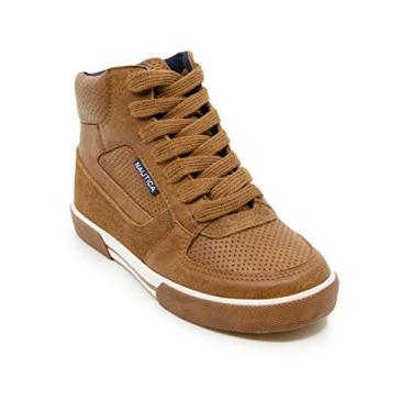 Imagem de Nautica Kids Horizon Sneaker-Lace Up Fashion Shoe- Boot Like High Top 3 Tan