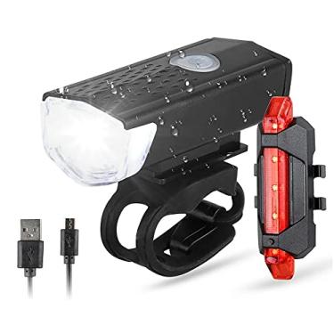 Imagem de Kit Lanterna Farol Pisca LED para Bike Bicicleta Ciclismo MTB Speed Dianteiro Traseiro USB